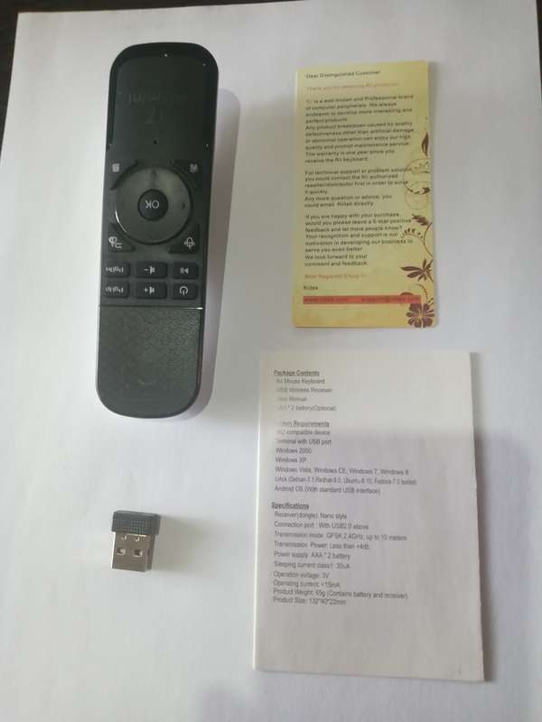 Rii i7 Wireless Air Mouse and Mini Keyboard Remote  Black and White