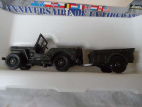 VINTAGE  SOLIDO JEEP AND TRAILER, BOXED -ANNI OF LIBERATION- [M37]