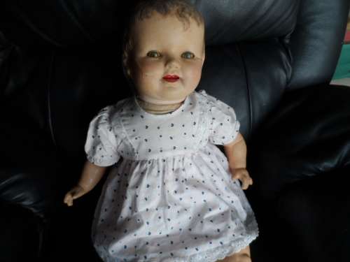 VINTAGE RELIABLE BABY DOLL COMPOSITION SQUEAKER STILL WORKS 65CM