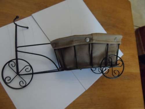 VERY CUTE METAL TRICYCLE WITH CARRIER TO PUT SOMETHING INTO