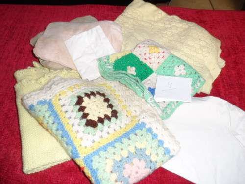 Vintage dolls blankets and pillow and sheet lot 9