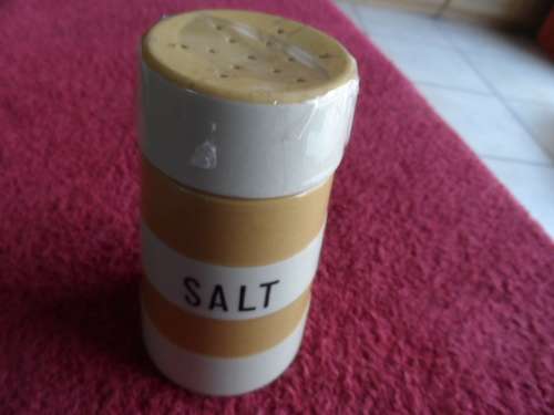 Rare beautiful mustard and white cornish ware salt shaker 14cm high