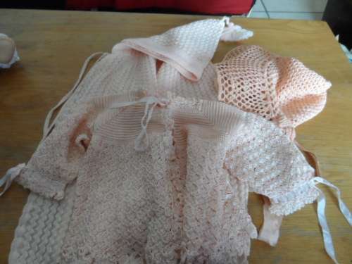 Vintage baby crocheted jacket and cap hooded cape looks bought beautiful