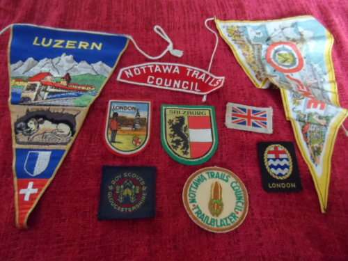 Collection of flags and badges cloth.