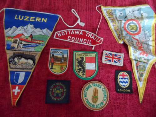 Collection of flags and badges cloth.