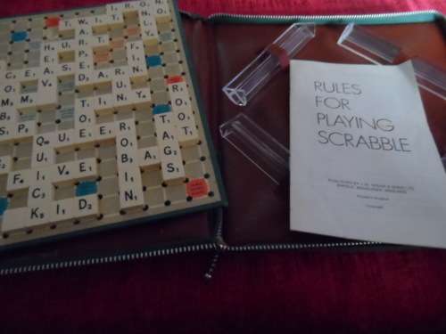 Travel Scrabble in zipper case.
