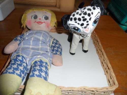 Vintage Rag Doll plus Wobble Head Dalmation lady.