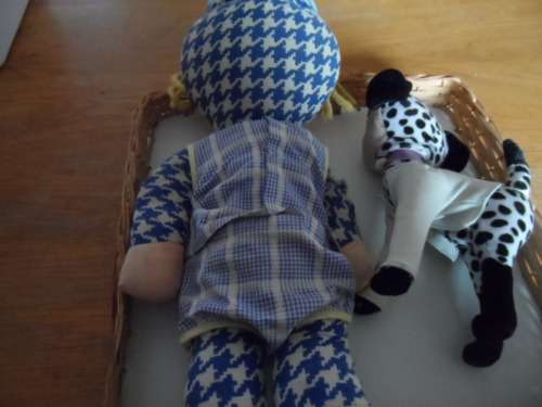 Vintage Rag Doll plus Wobble Head Dalmation lady.