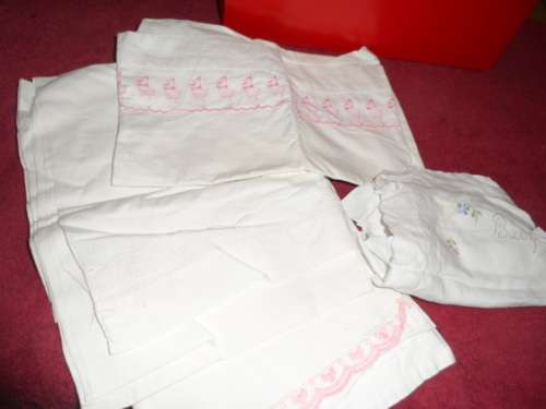 Beautiful vintage pure cotton flat sheets and pillow cases.