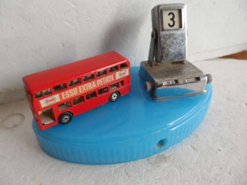VINTAGE DESK CALINDER WITH MATCHBOX BUS.