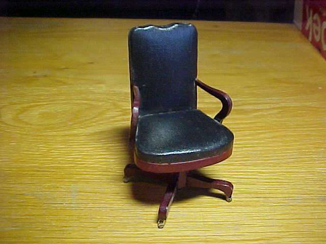 LEATHER REVOLVING CHAIR ON WHEELS ,  1.12TH SCALE DOLLS HOUSE
