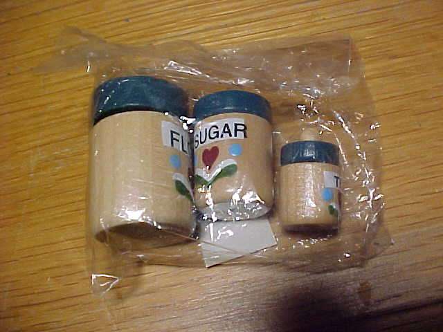 WOODEN SET OF CANISTERS,  1.12TH SCALE DOLLS HOUSE