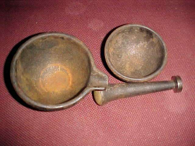 MOST UNUSUAL MORTAR AND PESTLE WITH TWO DISHES