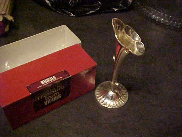 SILVER PLATED VINERS VASE IN ORIGINAL BOX 17CM TALL