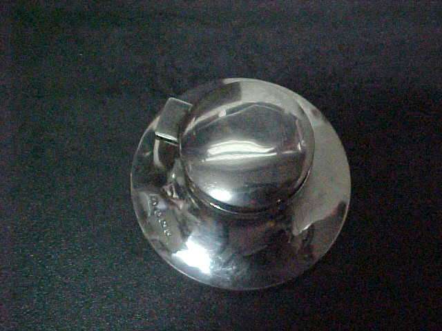 HALLMARKED SILVER INKWELL WITH ORIGINAL GLASS WELL.