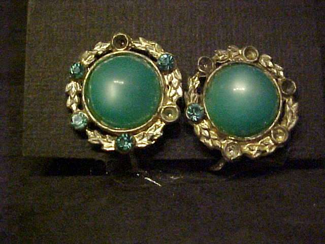 OLD CLIP ON EARRINGS NOTE SOME OF THE OUTER STONES MISSING