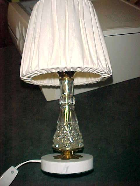 Beautiful Glass with brass fittings and marble base bedside lamp.