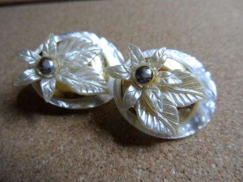 Pair of clip on mother of pearl earings