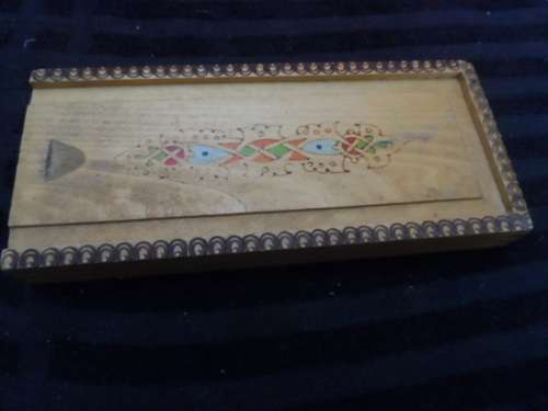 Large vintage wooden pencil box
