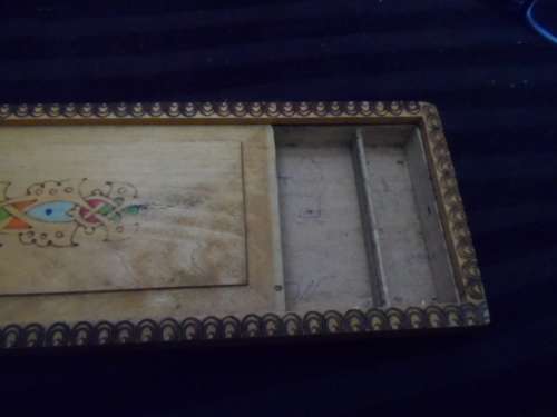 Large vintage wooden pencil box