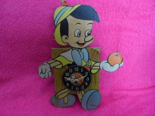 Very cute unusual Vintage wooden pinocchio clock unchecked