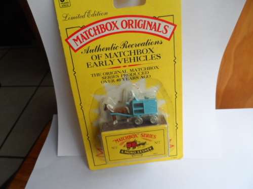Matchbox Originals no 7 horsedrawn float. blue/silver wheels  [m43]