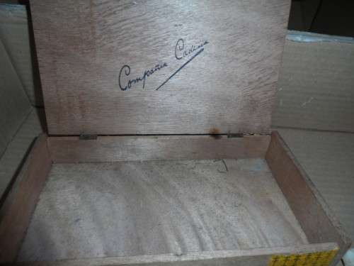 Vingage cigar box made in holland with various old instruments etc.