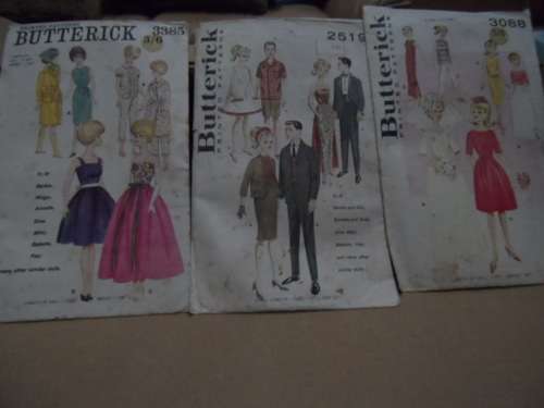 Very hard to find vintage barbie ken etc sewing patterns