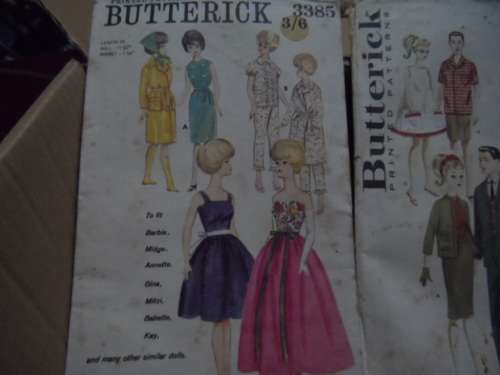 Very hard to find vintage barbie ken etc sewing patterns