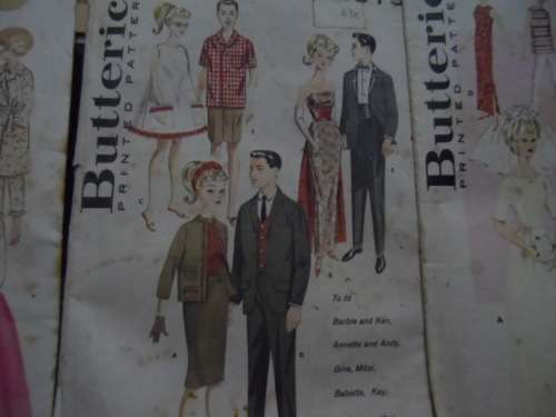 Very hard to find vintage barbie ken etc sewing patterns