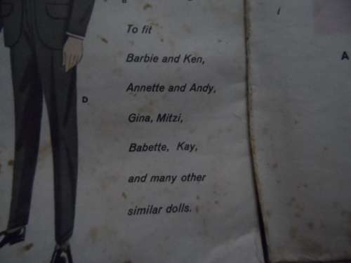 Very hard to find vintage barbie ken etc sewing patterns