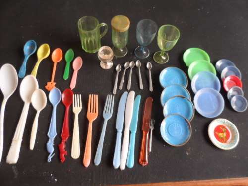 Barbie plates and cutlery etc