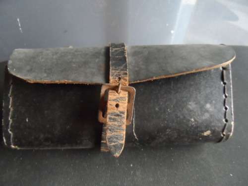 Vintage bicycle genuine leather tool kit bag that fasten onto bike