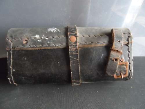 Vintage bicycle genuine leather tool kit bag that fasten onto bike