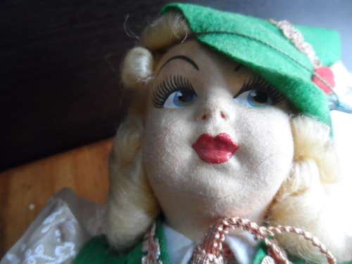 Beautiful large B W doll made in Holland felt.  has some moth  damage but face is beatiful