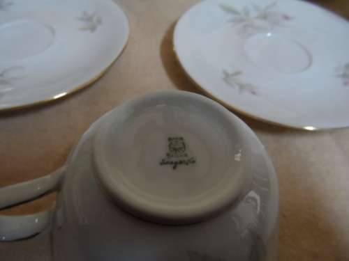 Bavaria 3 cups and 5 saucers 1 sugar bowl  cups stamped 615