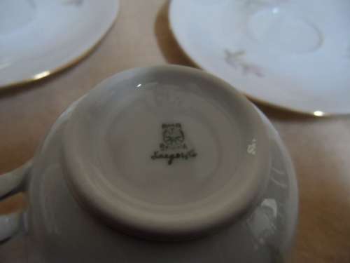 Bavaria 3 cups and 5 saucers 1 sugar bowl  cups stamped 615