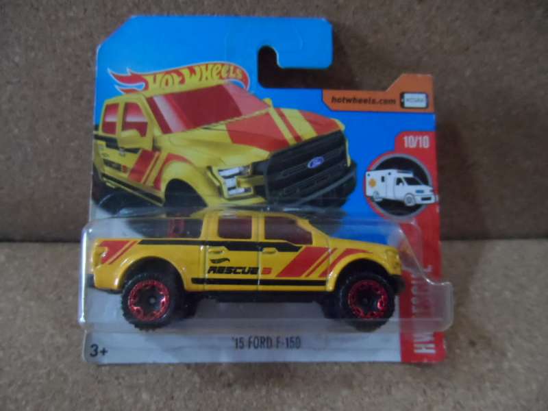 2017 HOT WHEELS RED `15 FORD F-150 SHORT CARD HW RESCUE   [m54]