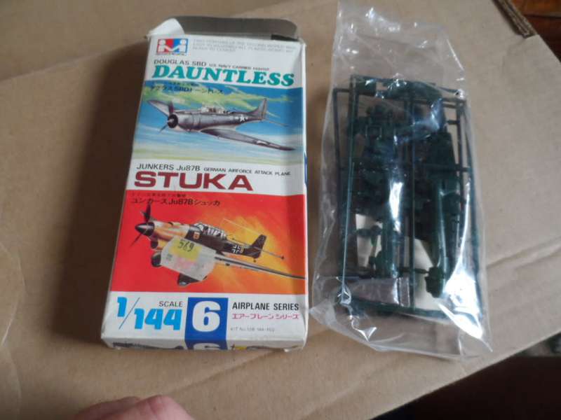 TWO AIRCRAFT KIT FROM THE 1960`S 1/144 STUKA AND DAUNTLESS. UNBUILT BOXED