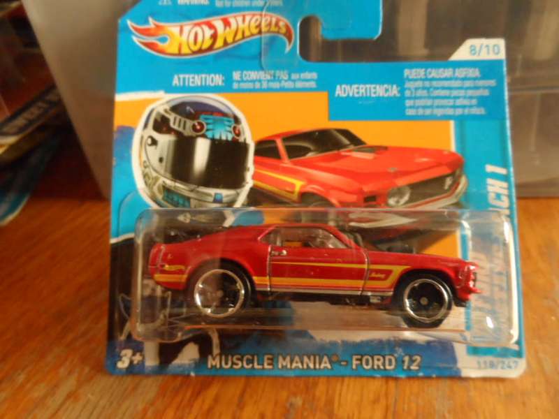 2012 Hot Wheels Muscle Mania-Ford 8/10 MUSTANG MACH 1 Dark Red w/BlackMC5Sp -sealed short card [m51]
