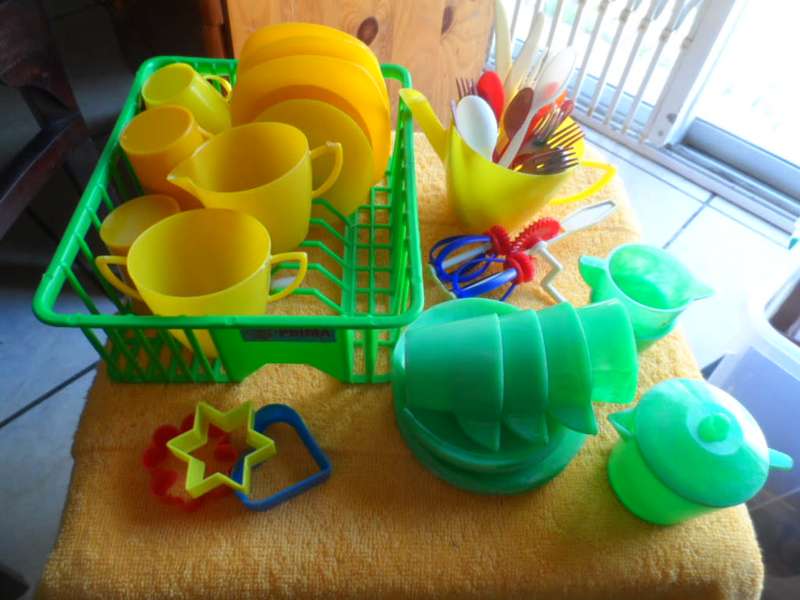 Awesome Prima plastic dry rack and cups and saucers cutlery etc
