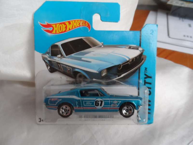 2014 Hot Wheels #98 HW CITY `67 CUSTOM MUSTANG Blue w/Chrome 5 Sp  [M48]