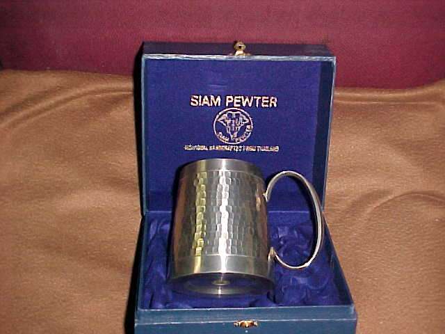 Siam Pewter mug still in presentation box.  STUNNING!!