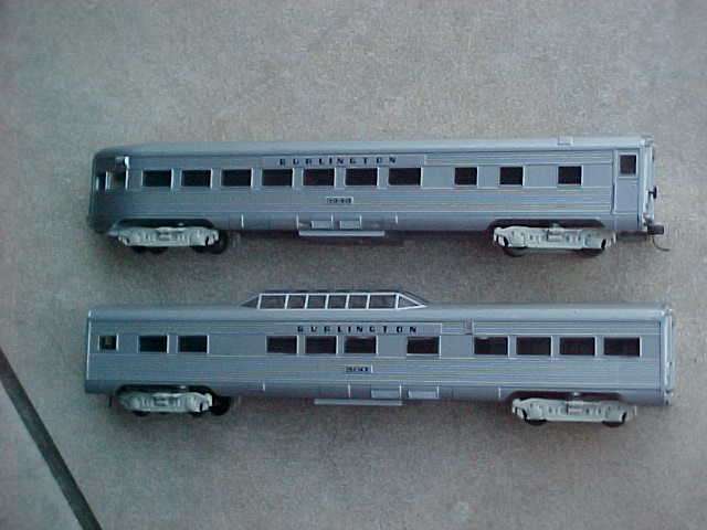 HO BACHMANN  DOMED AND END  BURLINGTON PASSENGER CARS