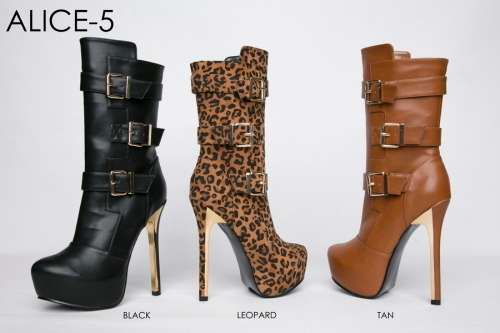 ALBA ALICE 5 HEEL BOOTS * LEOPARD AND BLACK ONLY