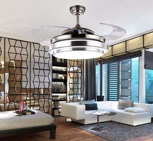 Ultra quiet 42" hidden blade LED 30W (cool and warm white) invisible ceiling fan lamp Remote Control