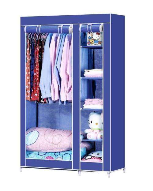STORAGE WARDROBE CLOTHES  WITH PROTECTIVE COVER  IN SIDE NEW  ONLY PACKAGING BOX LITTLE DAMAGE