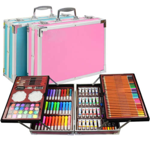 145 PCS Art Painting Drawing Stationery for Children Set-Pink-Blue