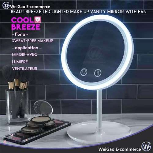 Makeup Mirror with LED Light and Fan