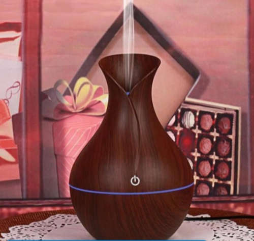 Dark Wood Aroma Humidifier with Colour-Changing LED - Dark Brown
